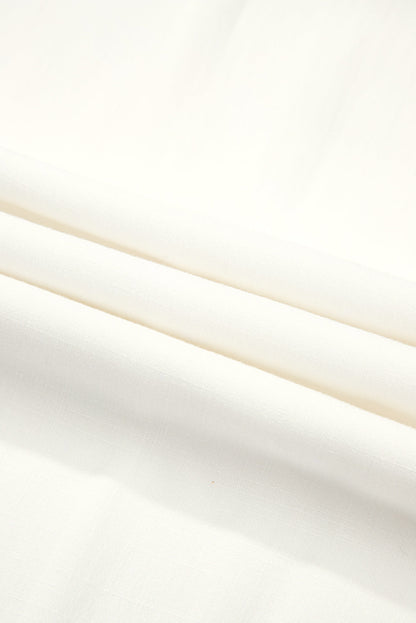 White Solid Pleated Loose Wide Leg Pants