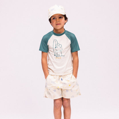 Swim Shirt Short Sleeves - Green - Surfer