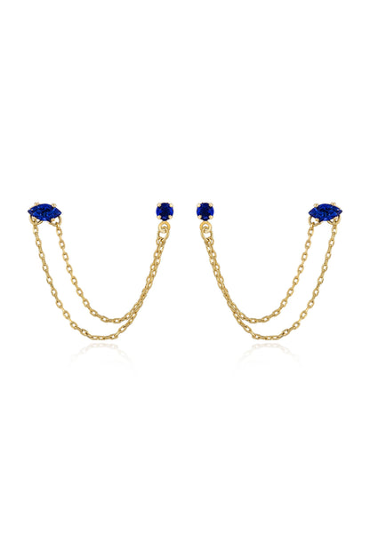 Double Piercing Chain Dangle Earrings