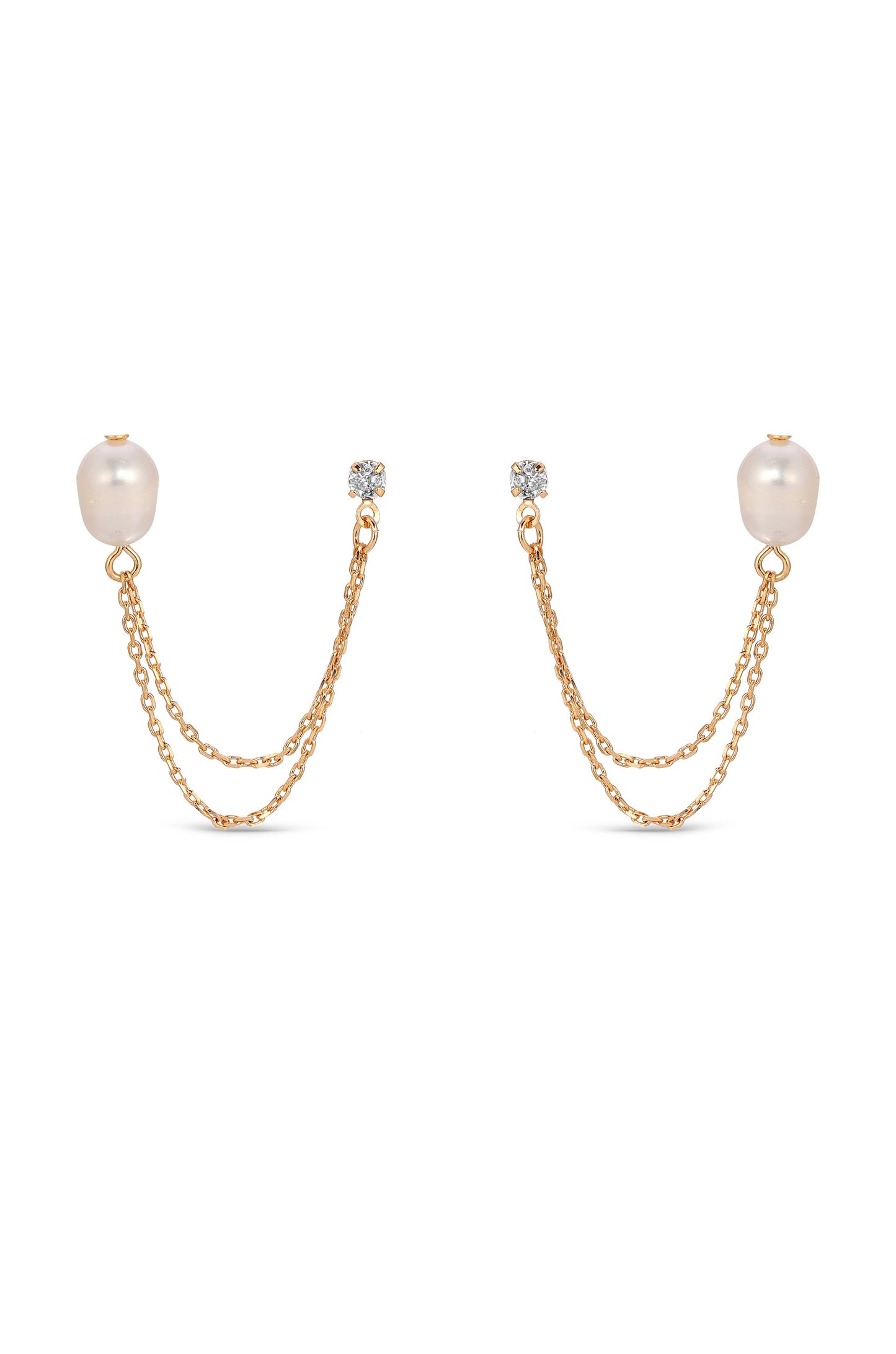 Double Piercing Freshwater Pearl Earring