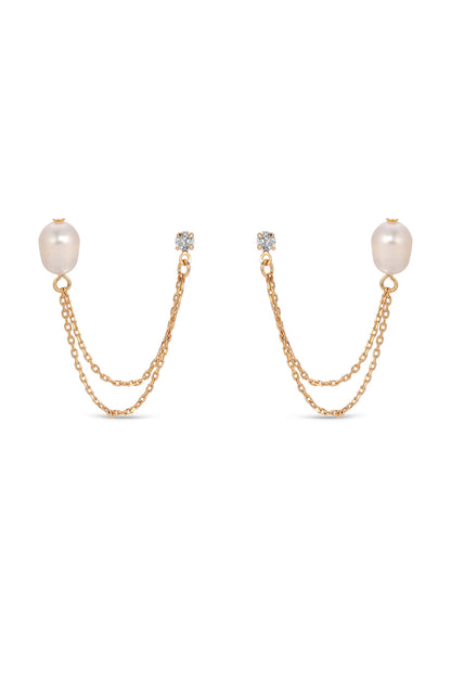Double Piercing Freshwater Pearl Earring