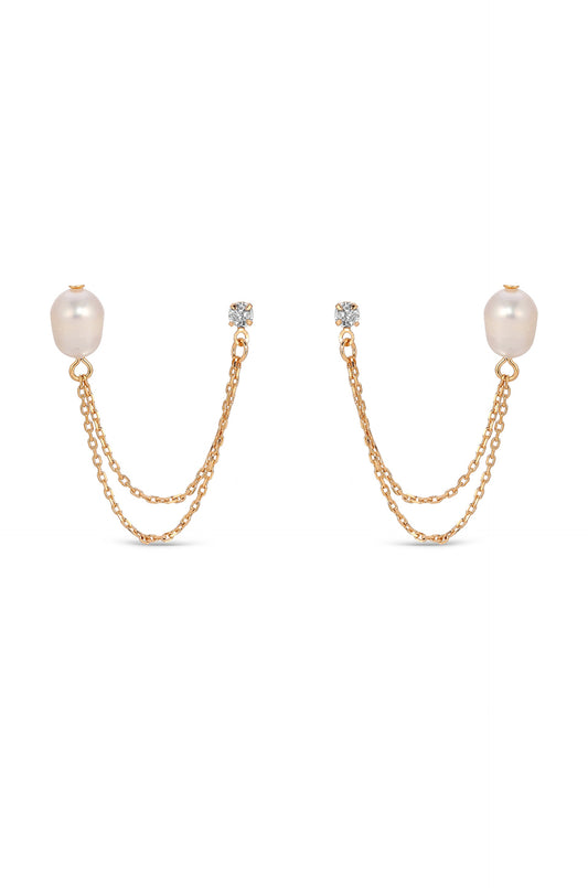 Double Piercing Freshwater Pearl Earring