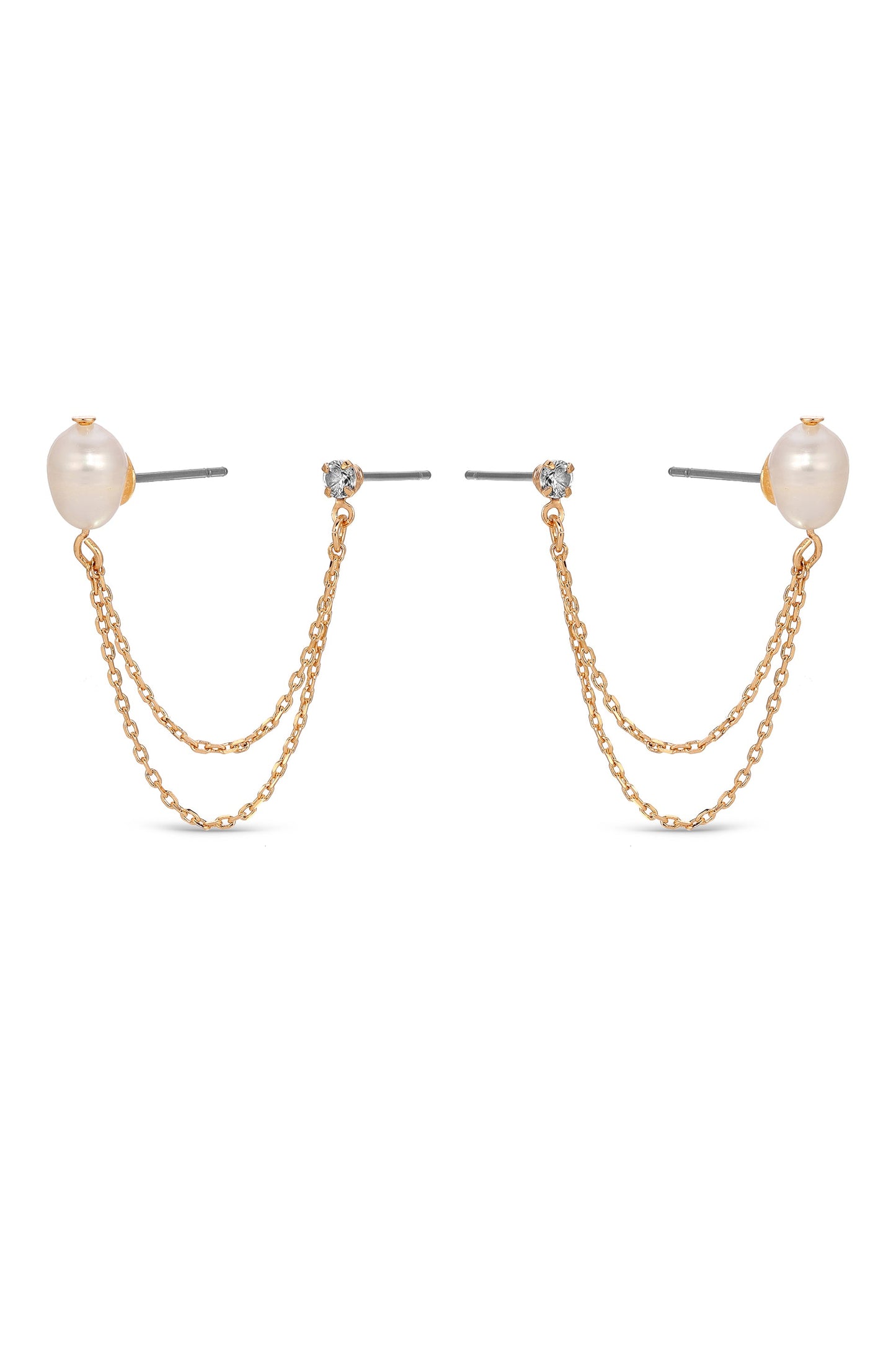 Double Piercing Freshwater Pearl Earring