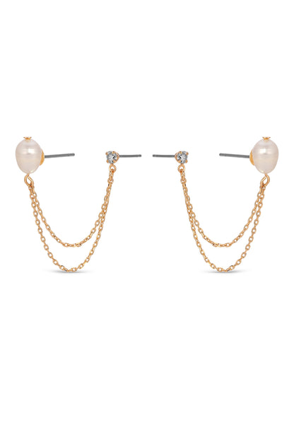 Double Piercing Freshwater Pearl Earring