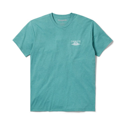 Teal t-shirt with a small Dakine logo on a white background