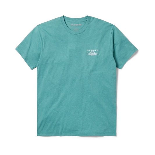 Teal t-shirt with a small Dakine logo on a white background