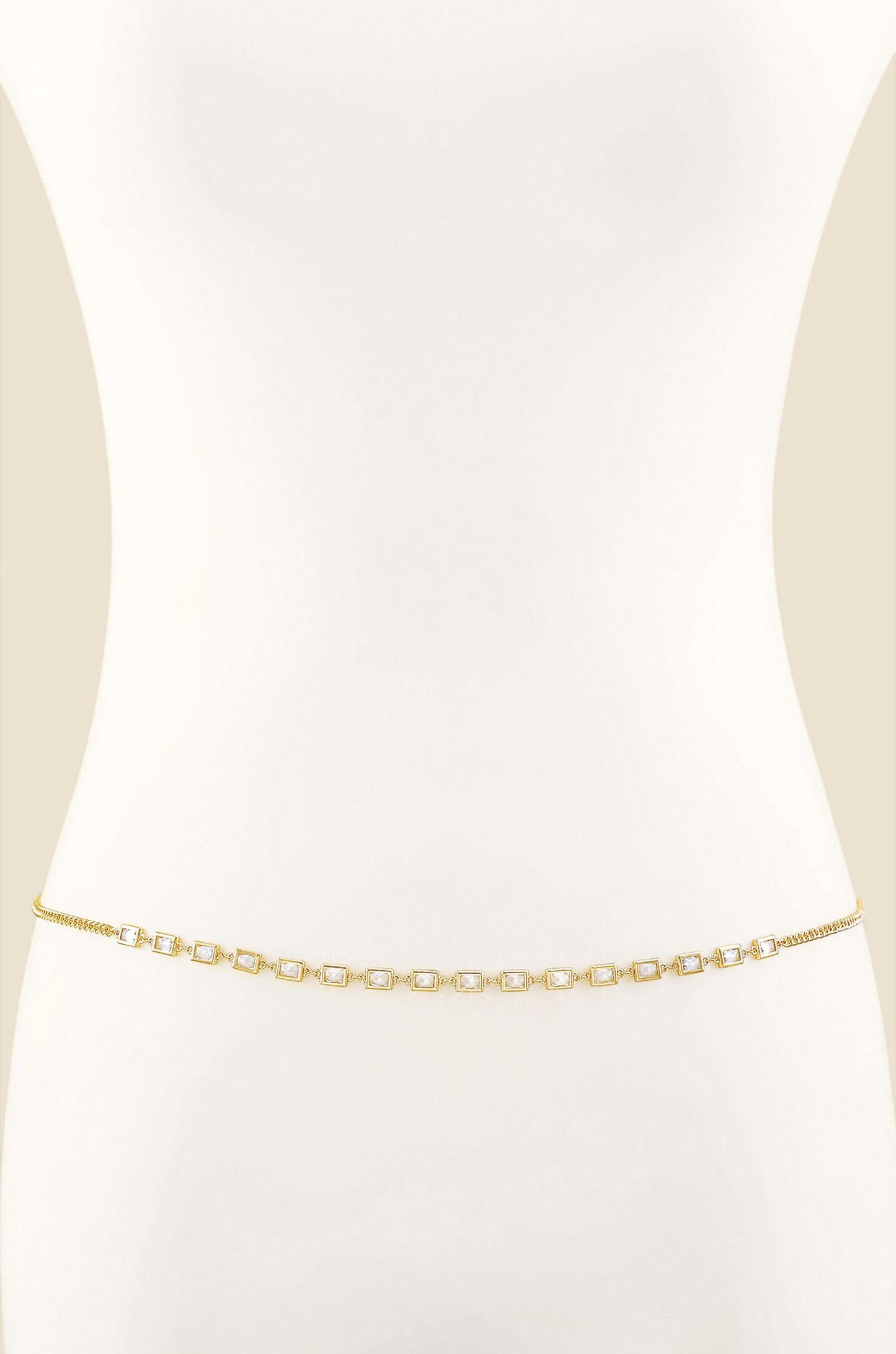 Iris Crystal and Gold Body Chain