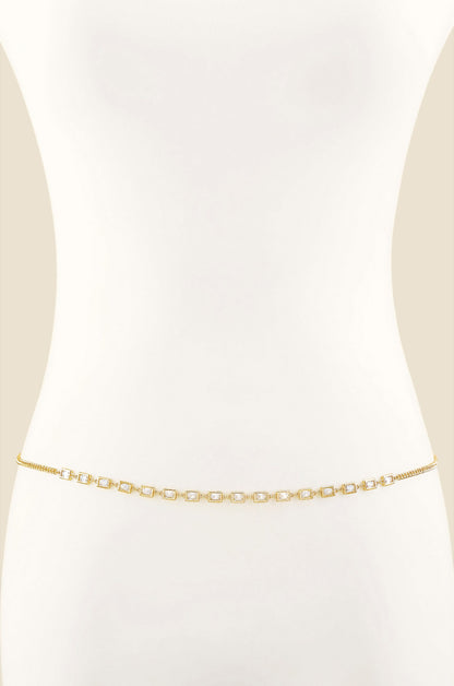 Iris Crystal and Gold Body Chain
