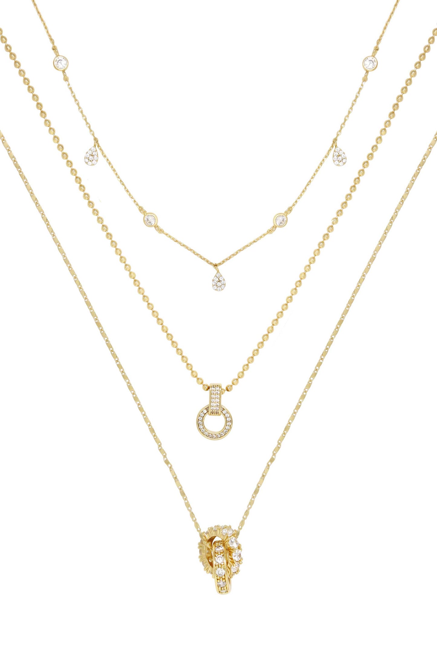 Dainty Crystal Trio Necklace Set