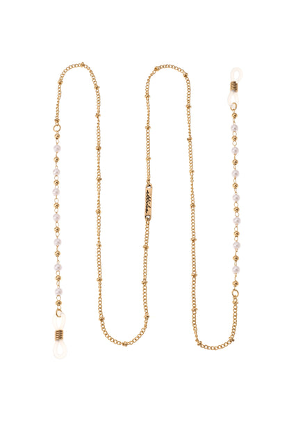 Dainty Pearl and Gold Eyeglass Chain