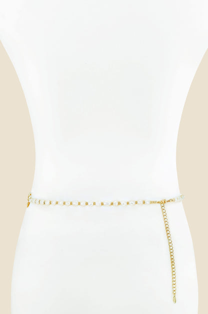 Pearl and Heart Charm Body Chain