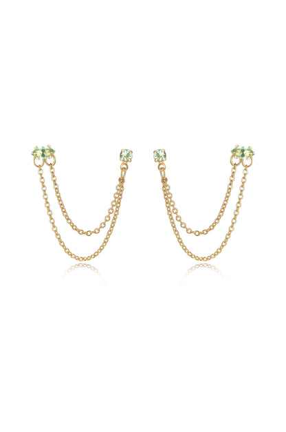 Double Piercing Chain Dangle Earrings