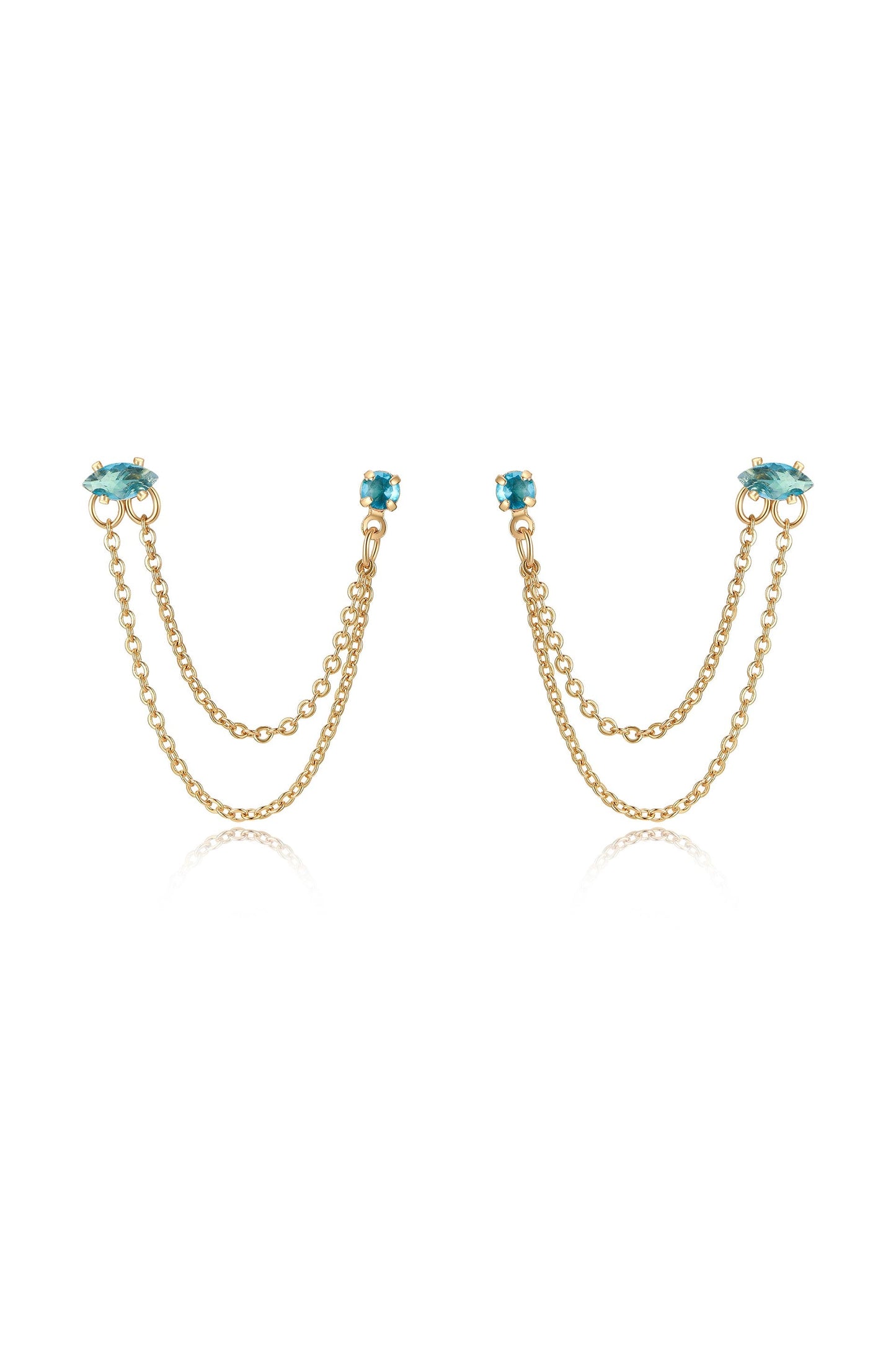 Double Piercing Chain Dangle Earrings