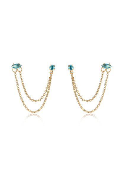 Double Piercing Chain Dangle Earrings