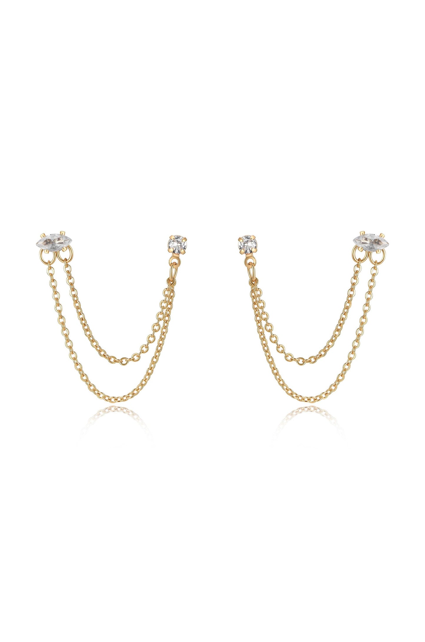 Double Piercing Chain Dangle Earrings