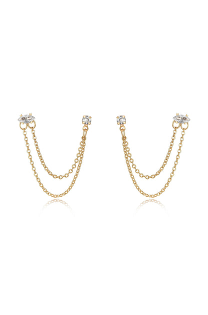 Double Piercing Chain Dangle Earrings