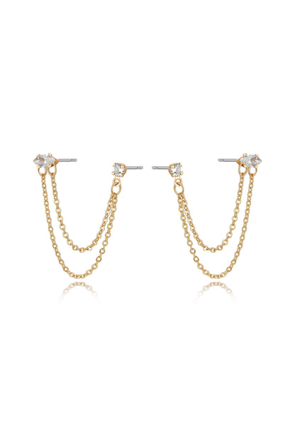 Double Piercing Chain Dangle Earrings
