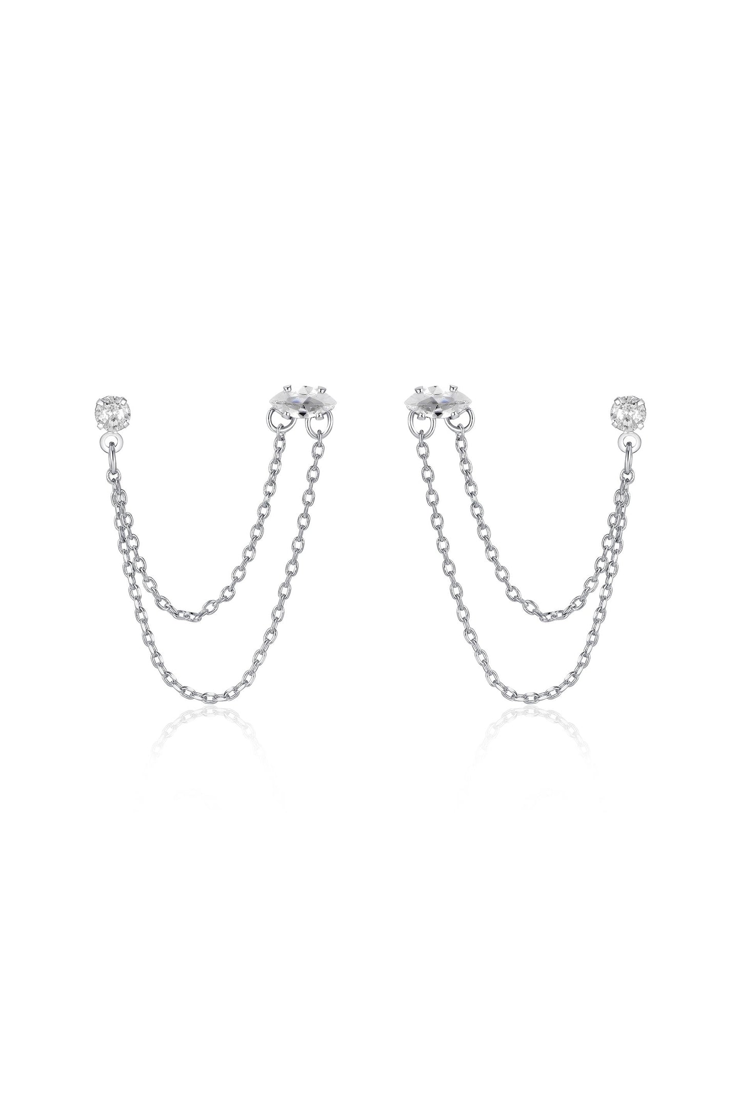 Double Piercing Chain Dangle Earrings