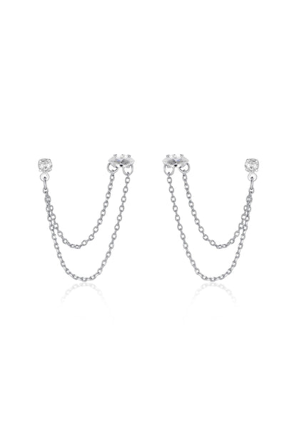 Double Piercing Chain Dangle Earrings