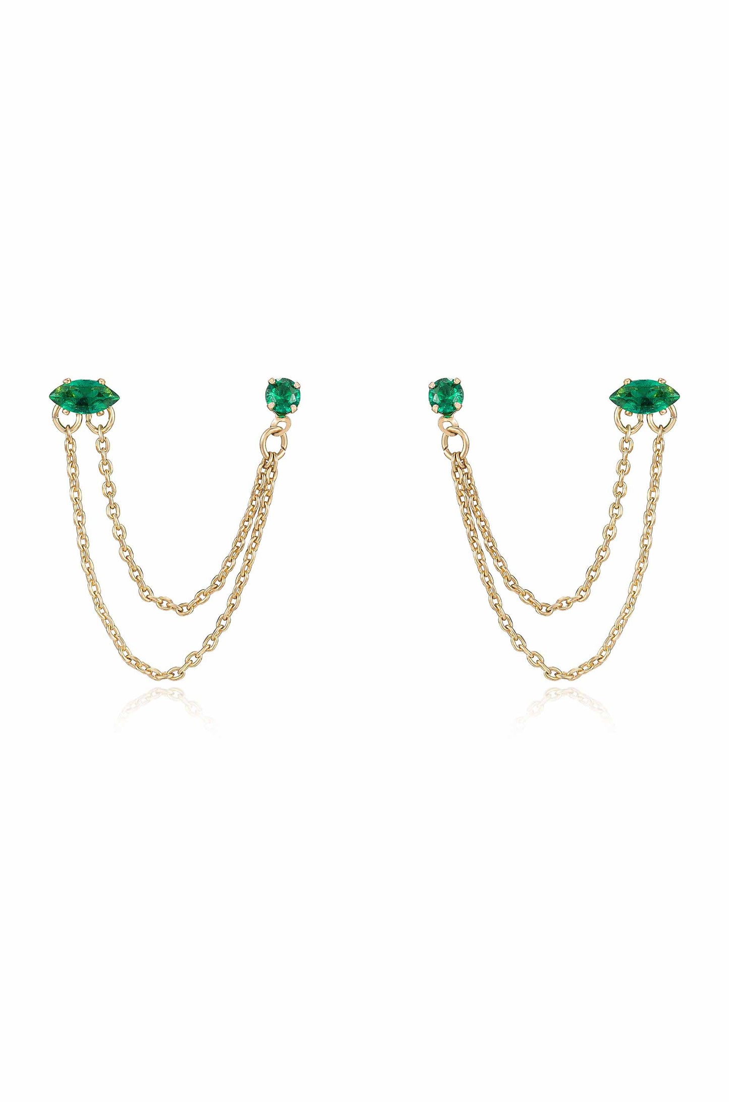 Double Piercing Chain Dangle Earrings