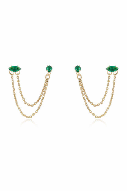 Double Piercing Chain Dangle Earrings