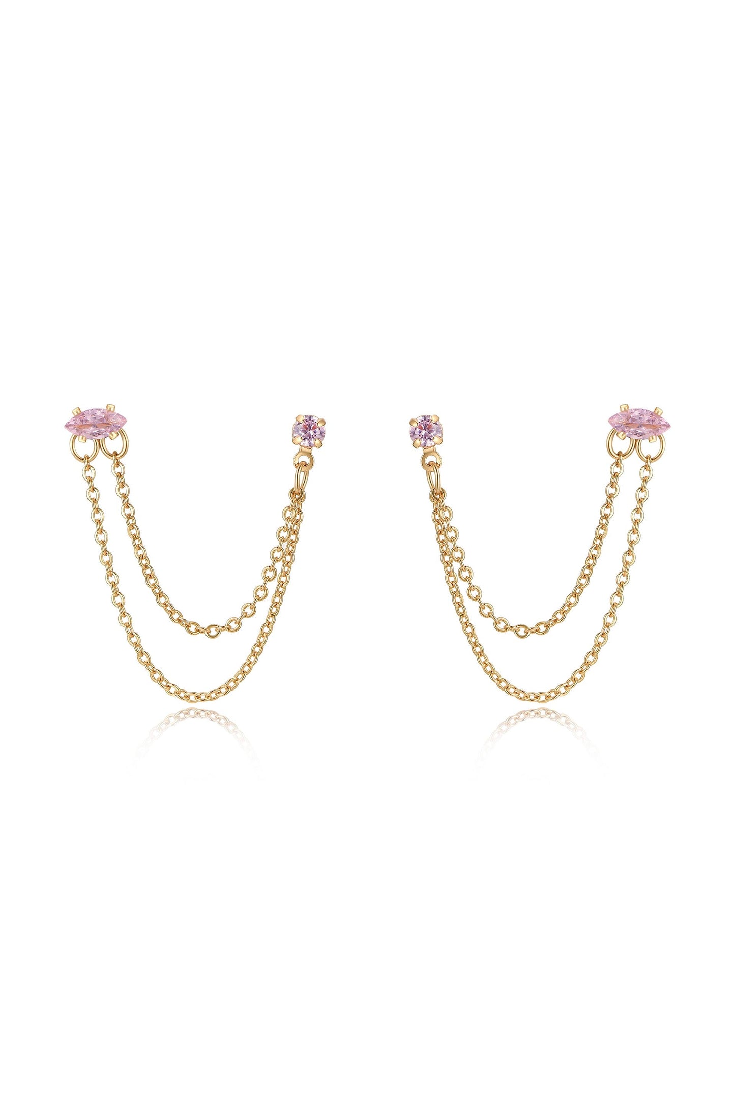 Double Piercing Chain Dangle Earrings
