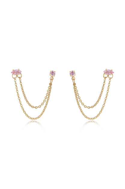 Double Piercing Chain Dangle Earrings