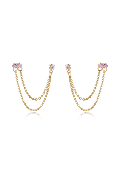 Double Piercing Chain Dangle Earrings