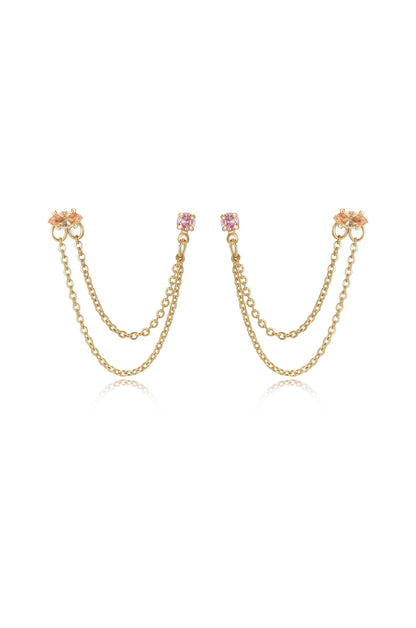 Double Piercing Chain Dangle Earrings
