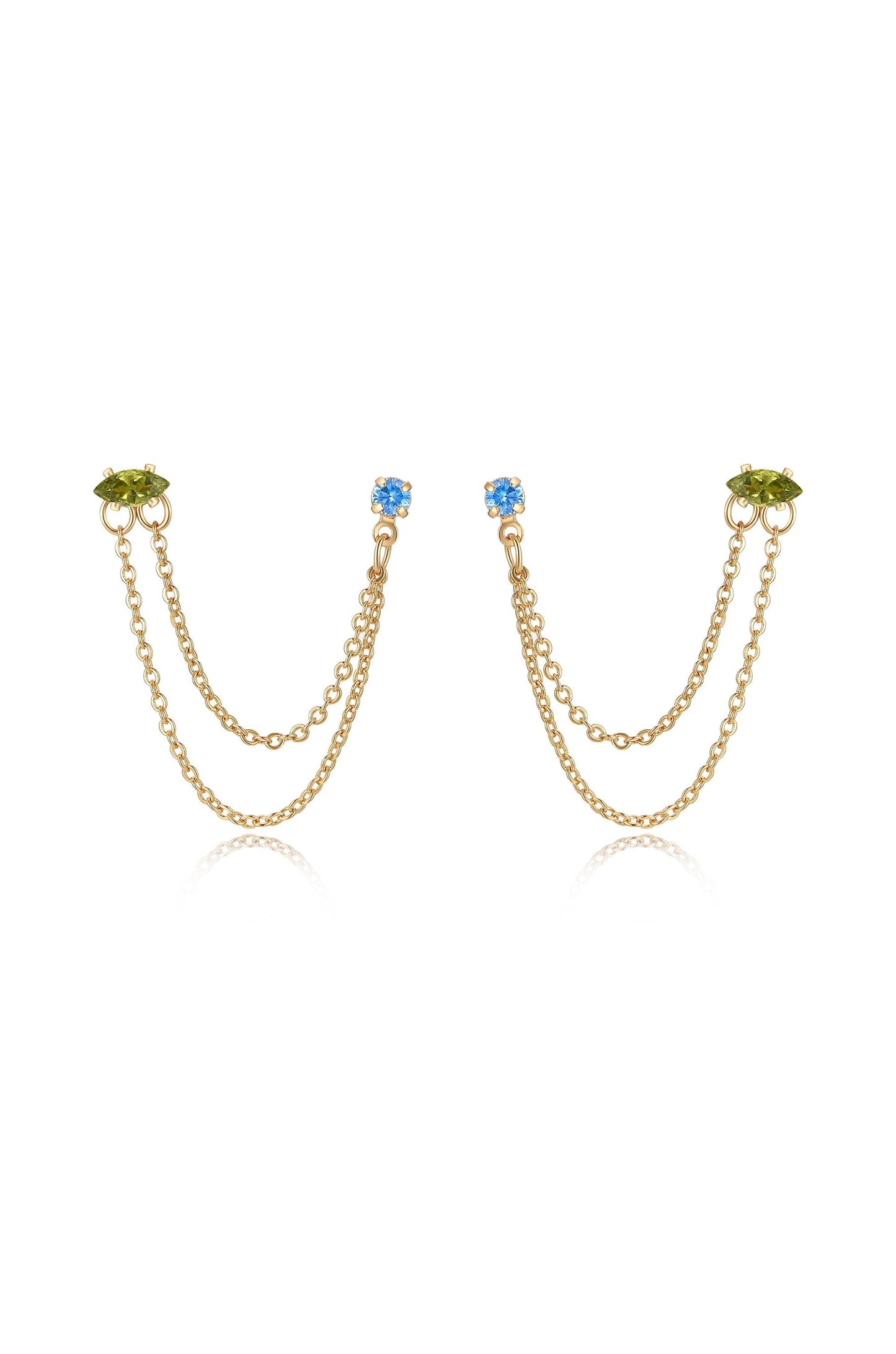 Double Piercing Chain Dangle Earrings