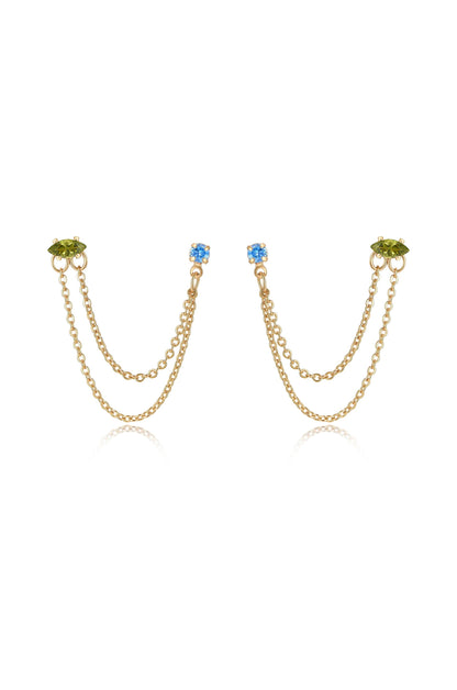 Double Piercing Chain Dangle Earrings