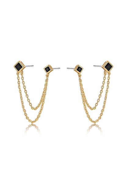 Double Piercing Diamond Shape Earrings