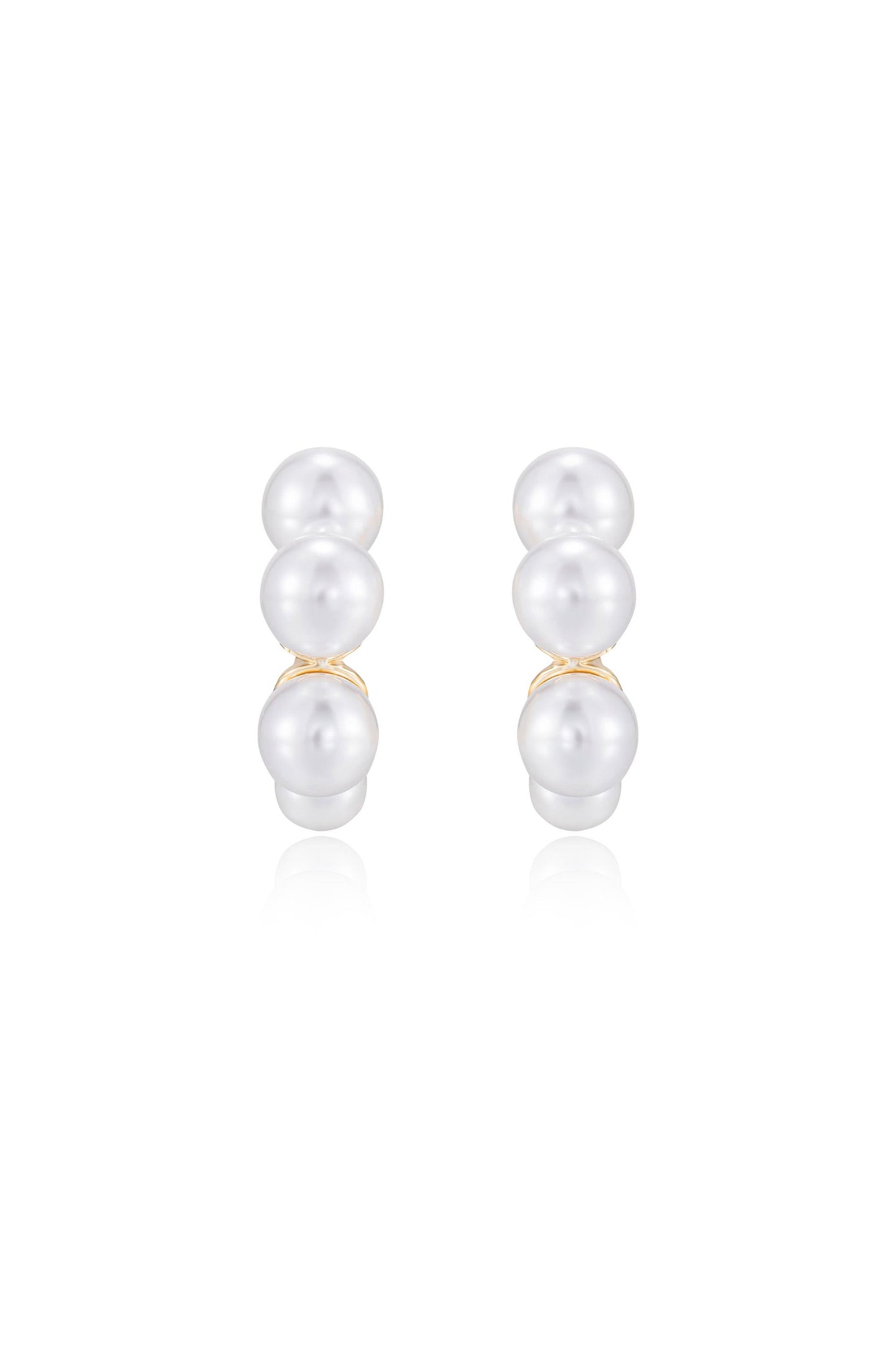 Five Pearls Hoop Earrings