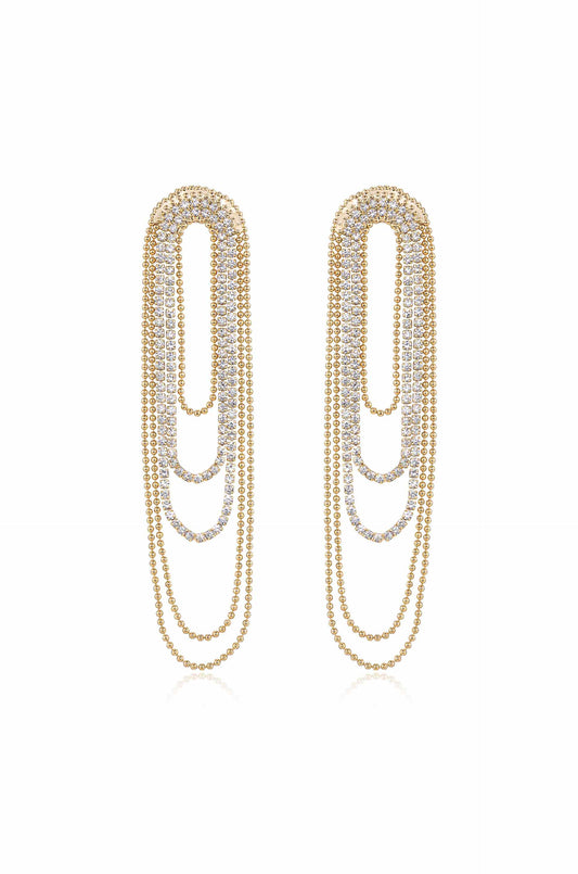 Crystal and Looped Chain Earrings