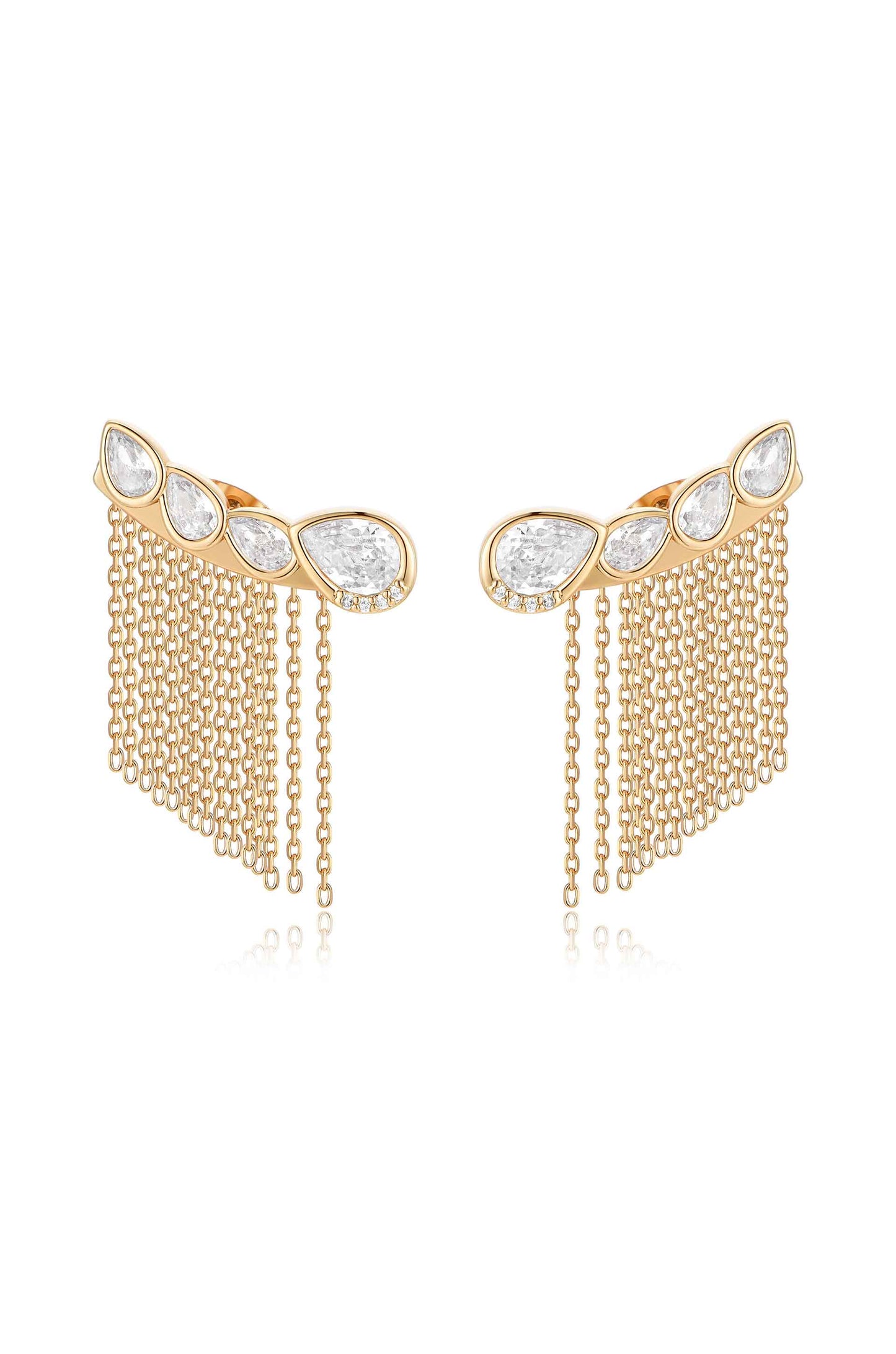 Teardrop Crystal Three-In-One Ear Crawlers