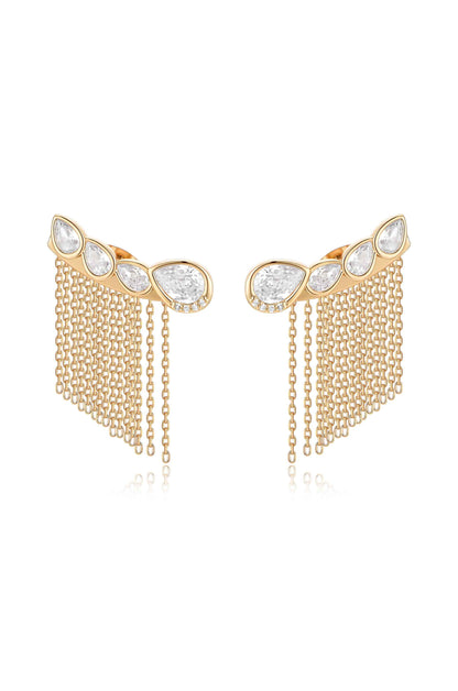 Teardrop Crystal Three-In-One Ear Crawlers