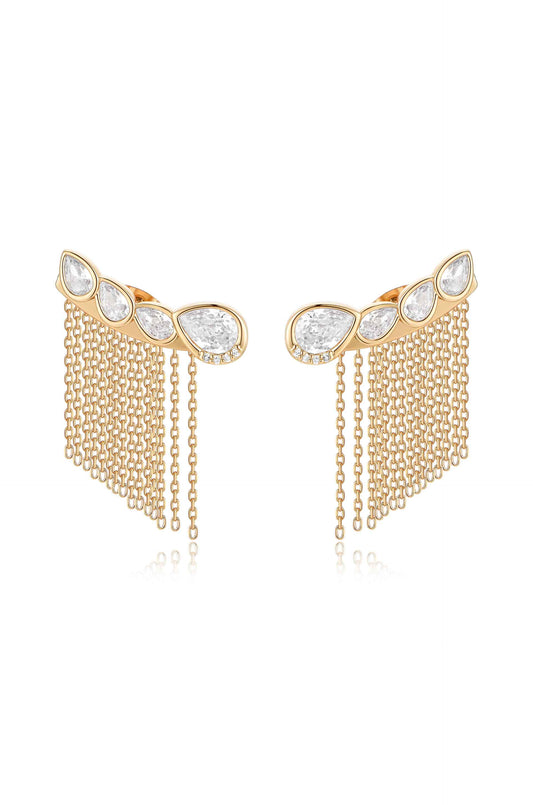 Teardrop Crystal Three-In-One Ear Crawlers