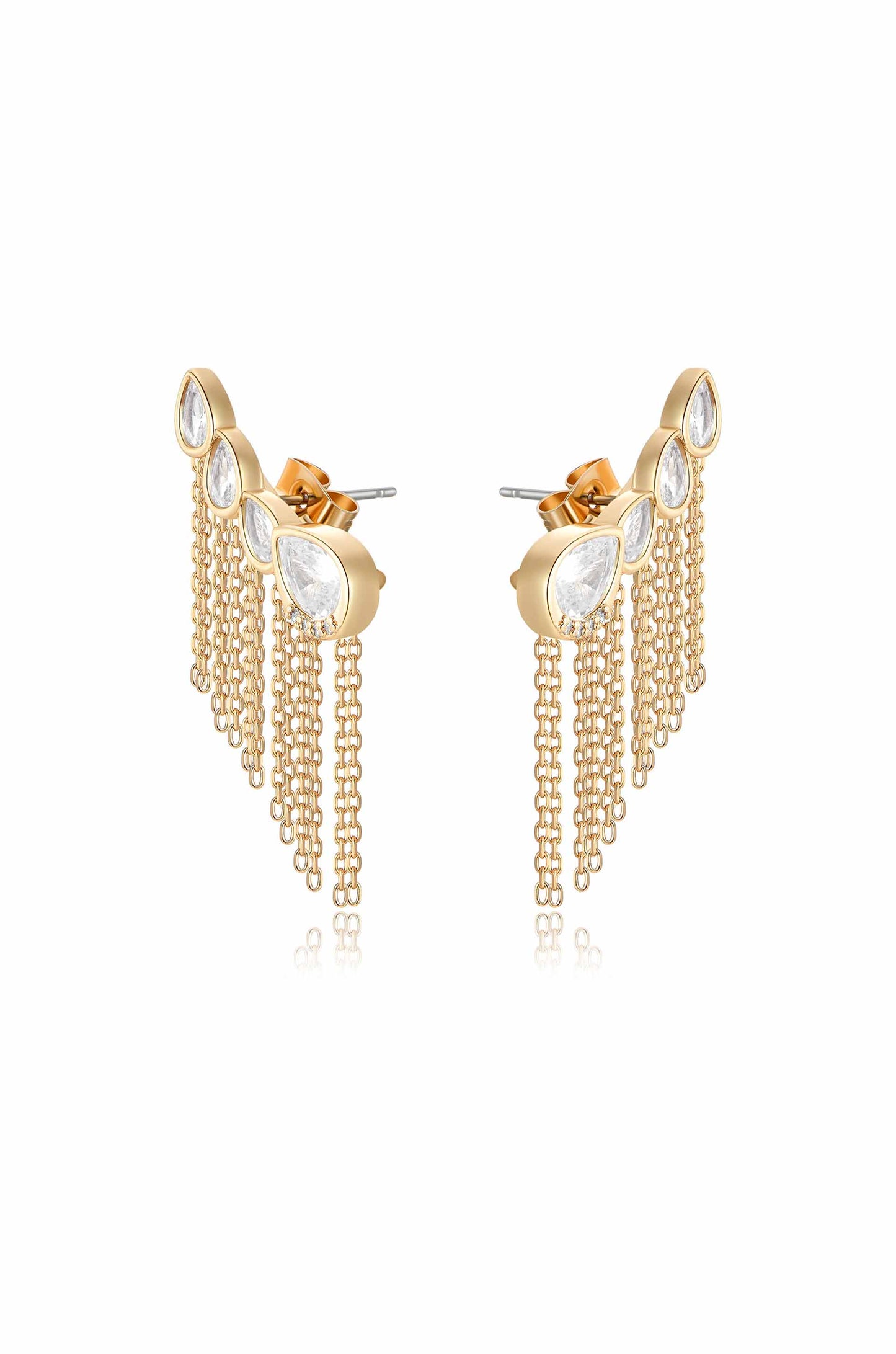 Teardrop Crystal Three-In-One Ear Crawlers