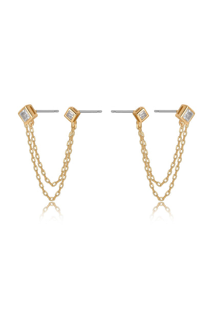 Double Piercing Diamond Shape Earrings