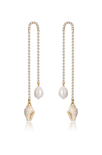 Balanced Shell and Pearl Earrings