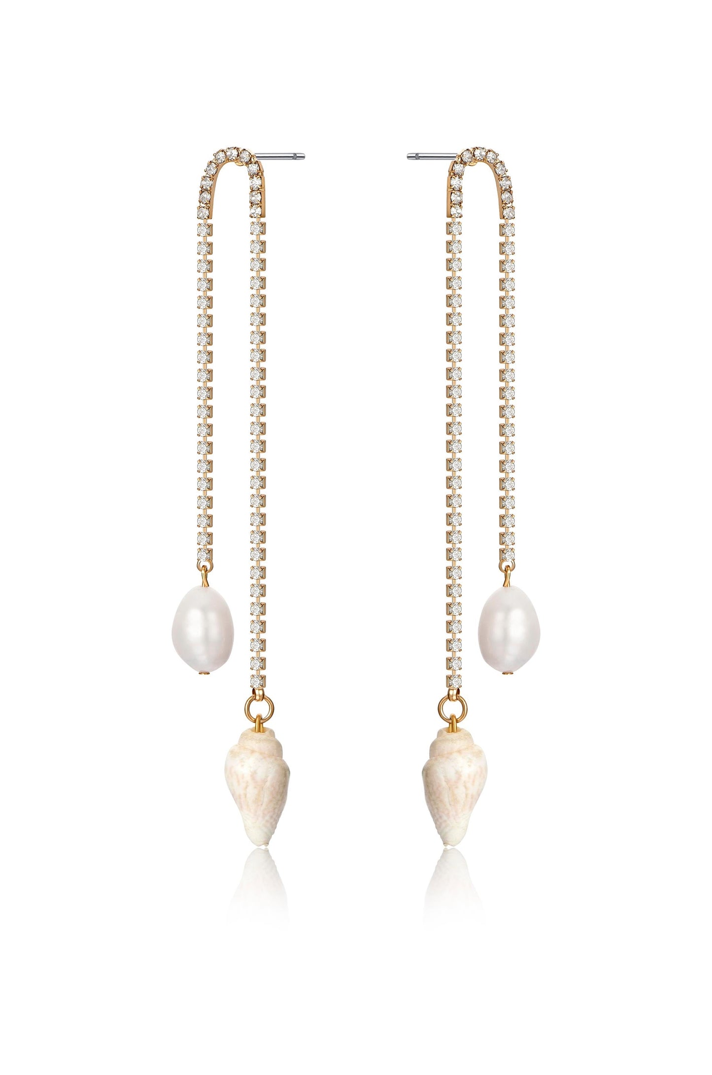 Balanced Shell and Pearl Earrings