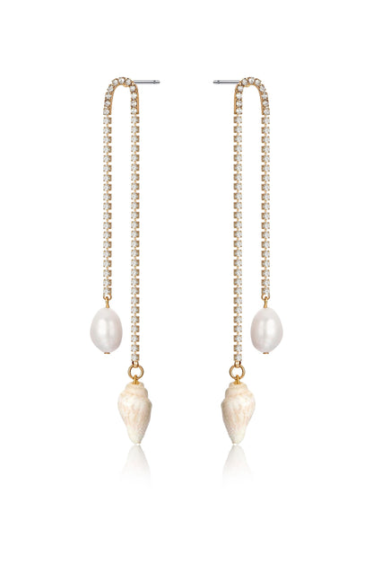 Balanced Shell and Pearl Earrings