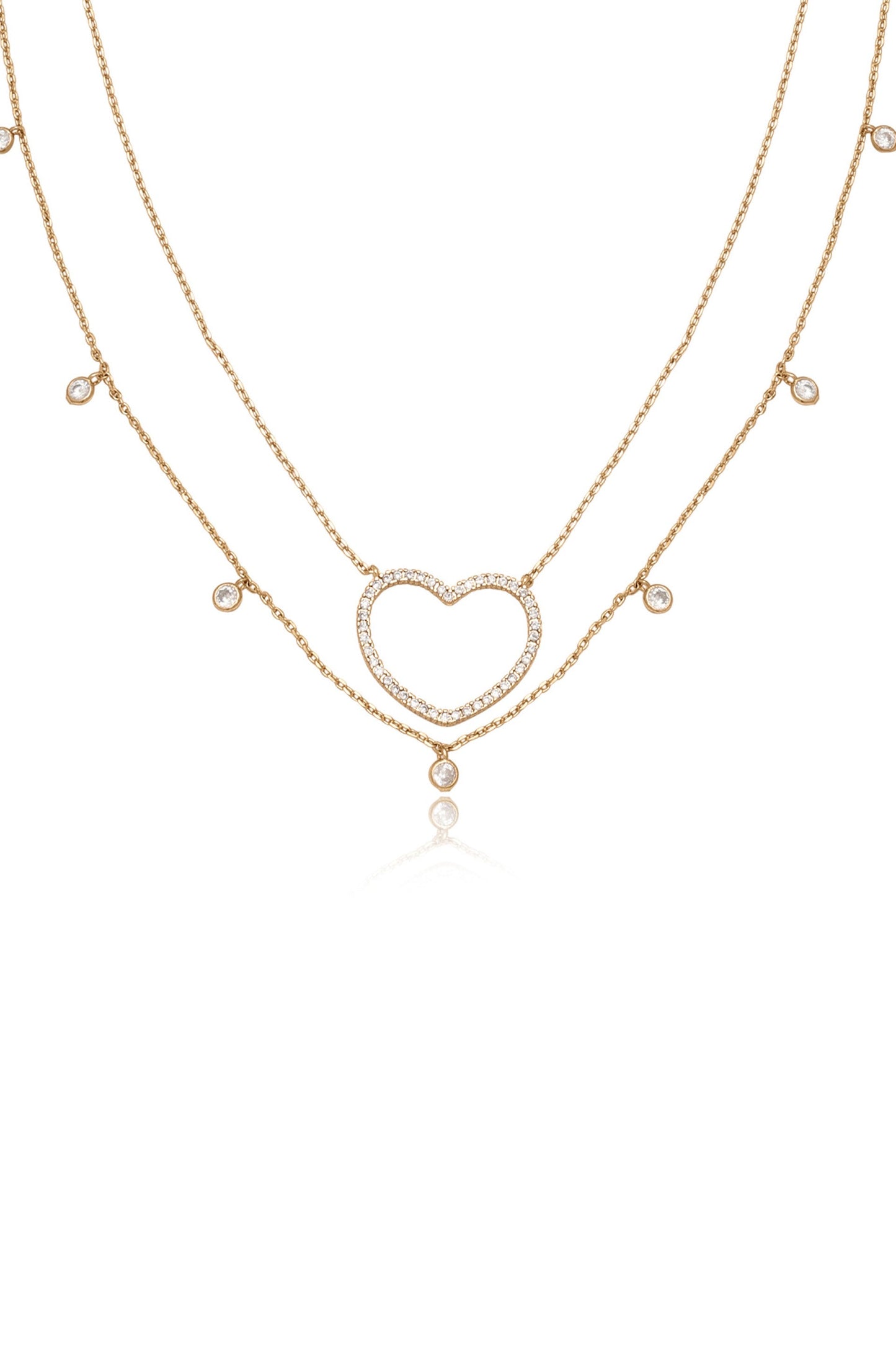 Crystal Heart Drop Necklace Set