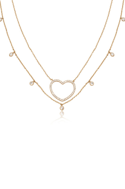 Crystal Heart Drop Necklace Set