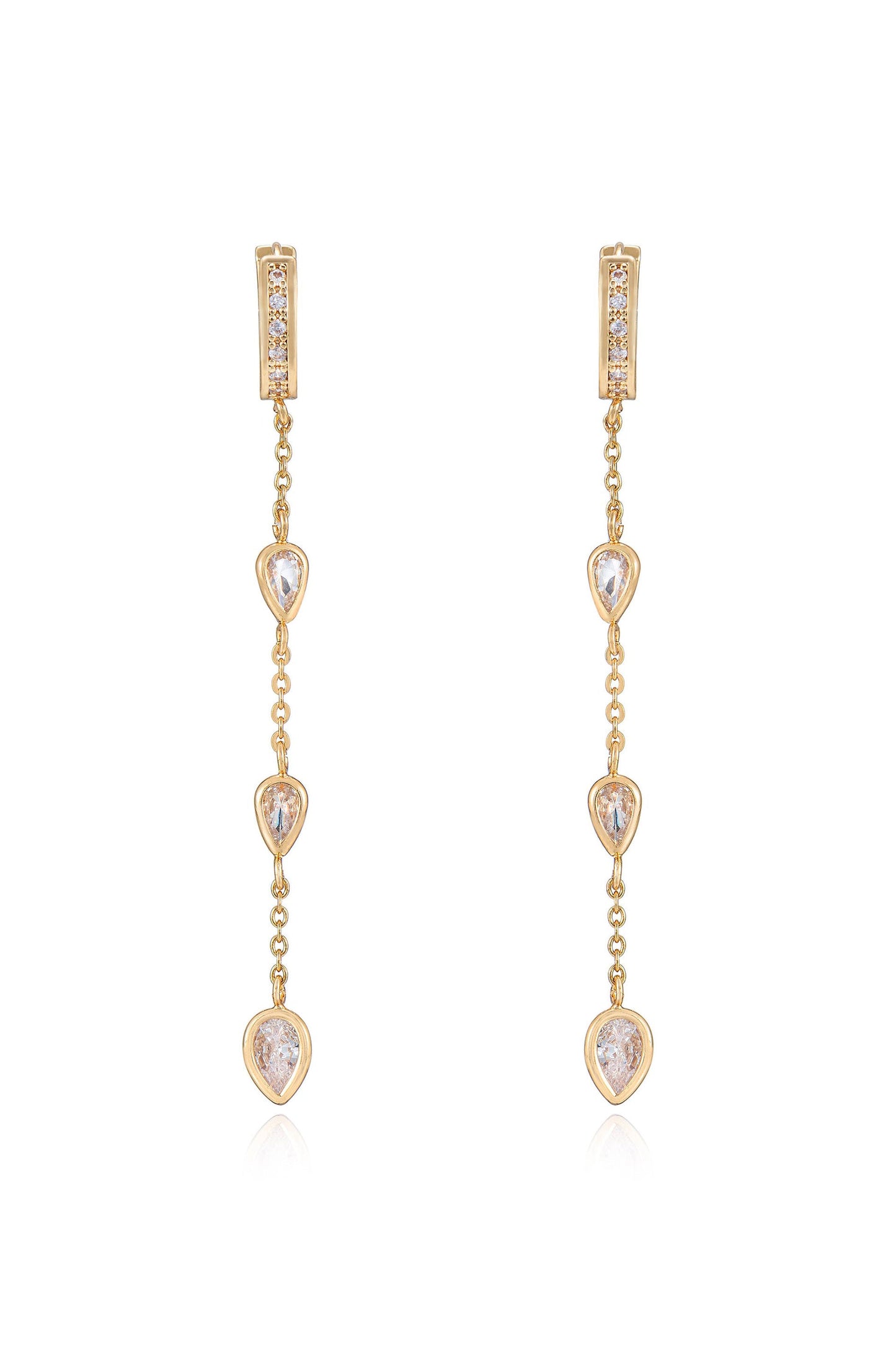 Bezel Crystal Huggie Dangle Earrings
