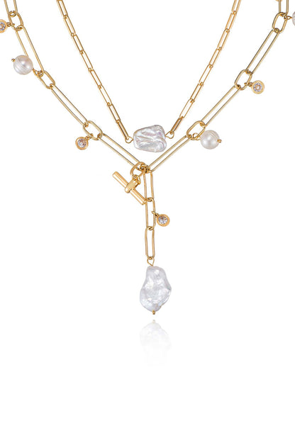 Deep Water Pearl Lariat Necklace