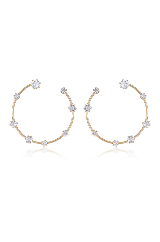 Celestial Large Wire & Crystal Ring Earrings