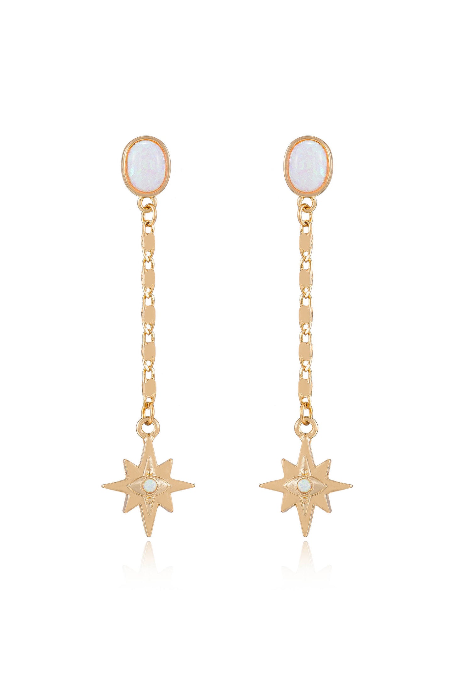Celestial Opal Star Drop Earrings