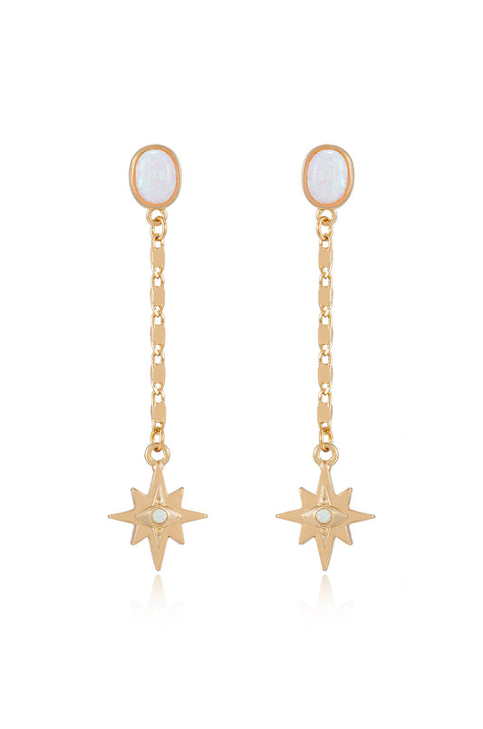 Celestial Opal Star Drop Earrings