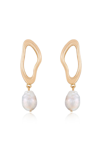 Open Circle Freshwater Pearl Earrings